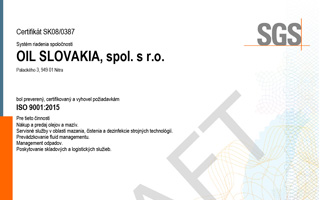 Certifikát EN ISO 14001:2015 EN
