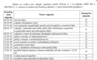 Súhlas na prevádzkovanie zariadenia na zber odpadov 2.strana