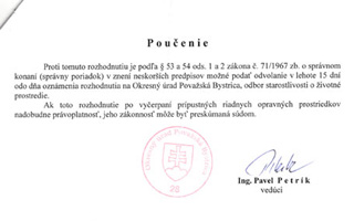 Súhlas na prevádzkovanie zariadenia na zber odpadov 8.strana